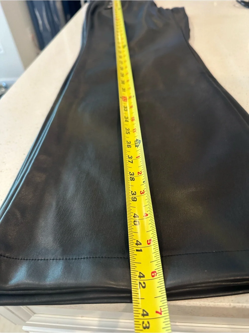 NWT-INC International Concepts Black Faux Leather Boot Cut Pants & Gold Buttons